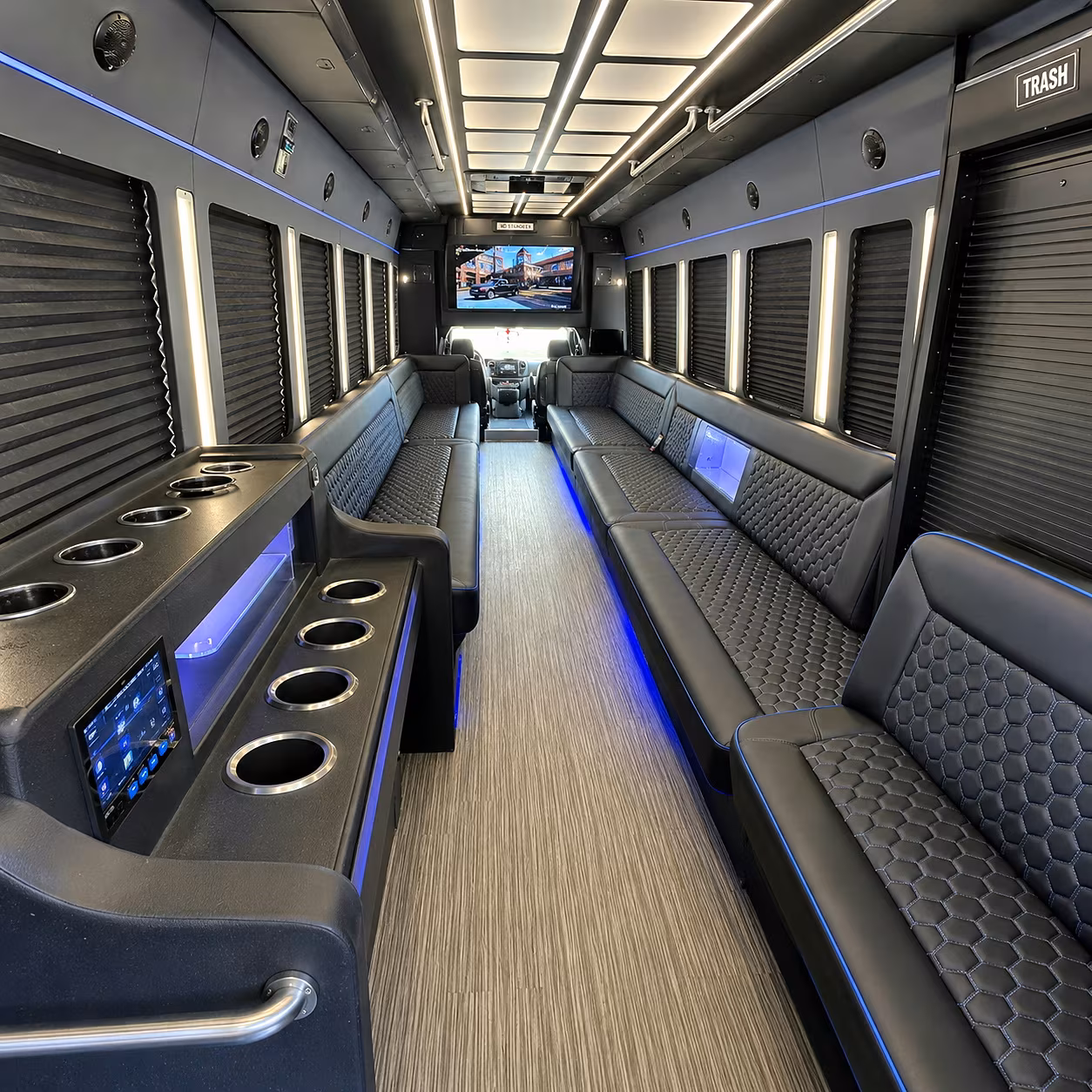 Buffalo Birthday, Sweet 16, & Quinceañera Transportation party bus interior